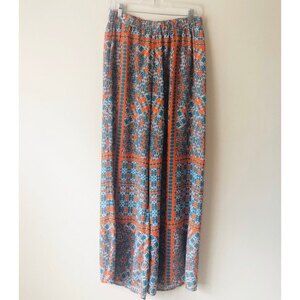 Halo women’s multi color elastic waist wide leg pants size S